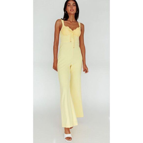 NWT Saints and Secrets Yellow Corset Top Pant / Jumpsuit - Picture 1 of 9